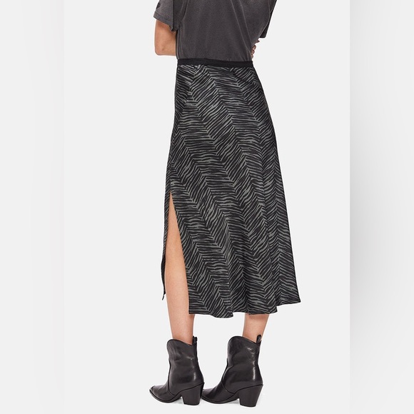 Anine Bing Dolly Silk Skirt Willow Green Zebra NWT XS - Picture 2 of 8